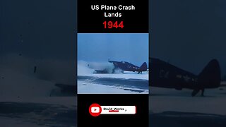 WW2, 1944: US Military Plane Crash Lands Into Plane | 60fps, Colorized, Sound Design, AI Enhanced