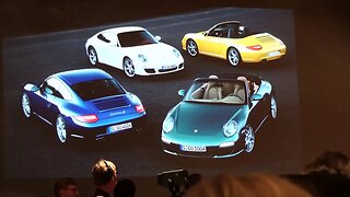 The 2009 historic Porsche Press Conference with Michael Macht in front of Ferdinand Piech(in German)