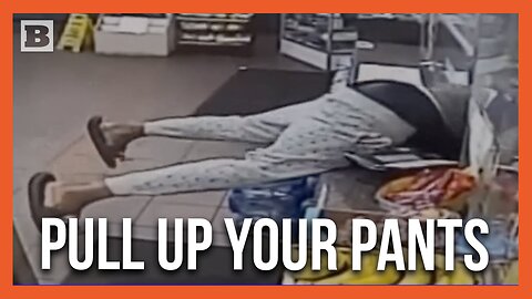 Thief in Pajamas Slides Through Gas Station Counter Barrier's Opening to Steal Cash