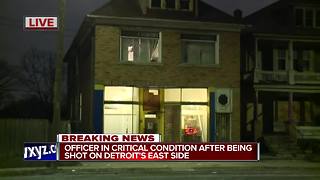 Detroit officer in critical condition after being shot on Detroit's east side