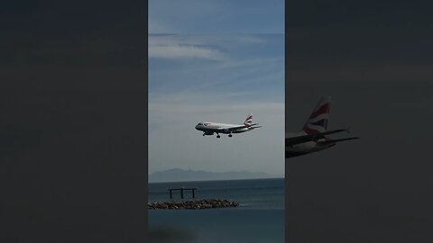 British Airways Landing at Gibraltar over the New Tunnel #shorts