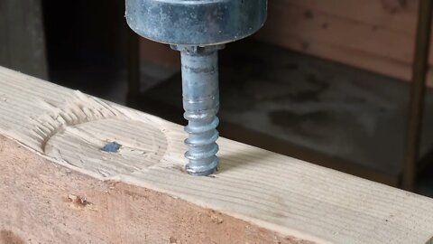 Pushing a BIG Screw Through Wood SLOWLY