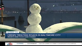 Crews treating roads in Baltimore City
