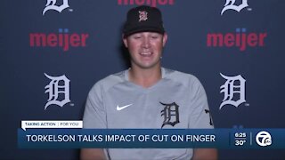 Spencer Torkelson explains how a he cut his finger without a can opener