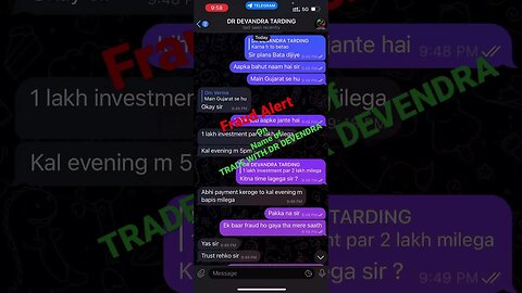 Fraud Alert on Name of “TRADE WITH DR DEVENDRA” #tradewithdrdevendra #fraudalert