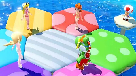 Mario Party Superstars ☀️Yoshi vs Peach vs Daisy vs Rosalina - Beach Party #4