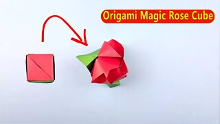 Origami Magic Rose Cube/ How to Make Magic Rose / Easy Paper Crafts