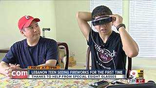 Teen seeing fireworks for the first time