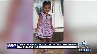 Hospitalized 3-year-old making progress