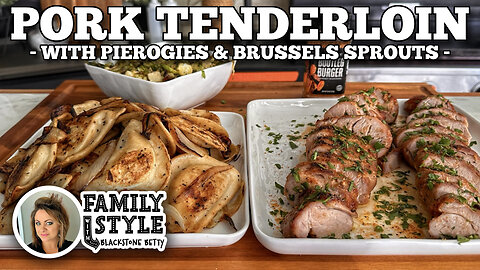 Pork Tenderloin with Pierogies & Brussels Sprouts