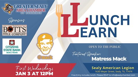 Sealy Chamber Lunch & Learn - January 3, 2024 with guest speaker "Mattress Mack", James McIngvale