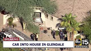 RAW VIDEO: Aerials over two vehicles that crashed into a Glendale house