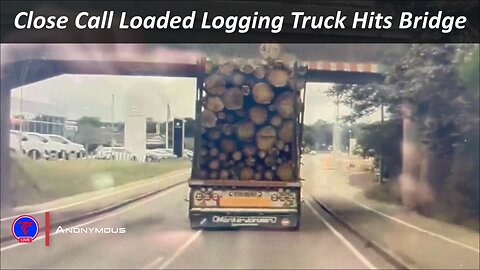 Close Call Loaded Logging Truck Hits Bridge Caught on Tesla Camera | TeslaCam Live