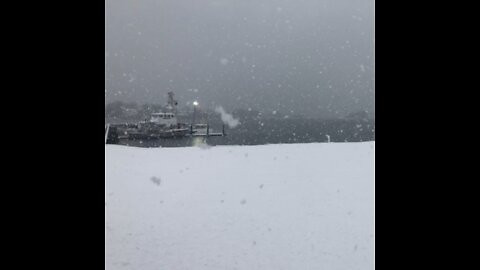 Huge snowflakes. Jonesport, Maine