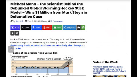 Scientist Behind the Debunked Global Warming Hockey Stick Model – Wins $1 Million from Mark Steyn