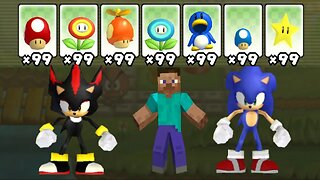 What happens when Steve, Sonic, and Shadow use Mario's Power-Ups?