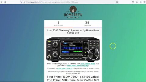 ICOM 7300 Giveaway!!!!!! Sponsored By Home Brew Coffee Co.