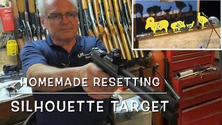 Homemade resetting silhouette target setup, with the Crosman 1701p silhouette pcp