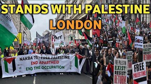 London March in favor of free Palestine with highlights