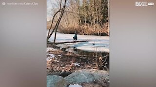 Ce lac gelé lui a donné du fil à retordre