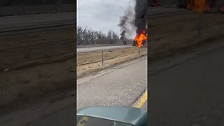 Semi truck on fire