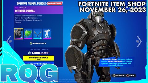 OPTIMUS PRIMAL IS BACK! FORTNITE ITEM SHOP (November 26, 2023)