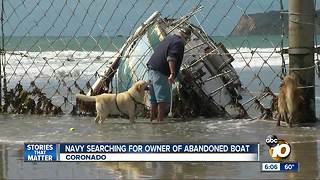 Navy searching for owner of abandoned boat