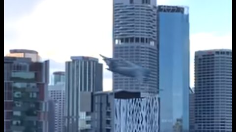 Flying A Giant Plane Between Buildings