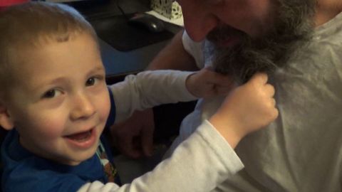 Cute Kid Milks His Dad's Beard