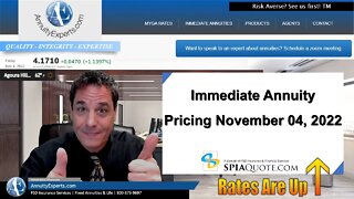 Immediate Annuities Income rates ARE UP BIG | 11-4-22 | SPIA Single Joint Life & Period Certain