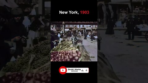 New York, 1903: A Busy Fruit Market, Lower East Side Manhattan | 60fps, Colorized, AI Enhanced