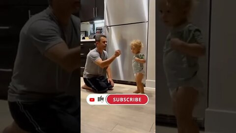 The baby fighting practice with dad final part,cute baby video 2022,baby2022,#shorts#baby #cutebaby