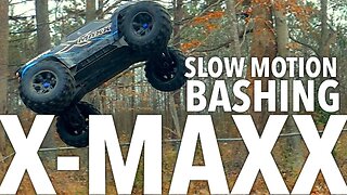 Traxxas X-maxx RC Monster Truck Jumping in Slow Motion