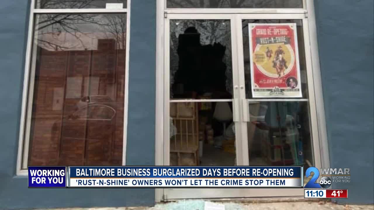 Baltimore business burglarized a week before the grand re-opening