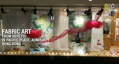 Art display from Repetto in pacific place, expresses Freedom through silhouette of elegant red sheer