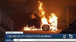 Firefighters douse City Heights car fire