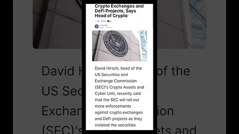 US SEC News | US SEC to Continue Enforcements against Crypto Exchanges and DeFi Projects | #shorts