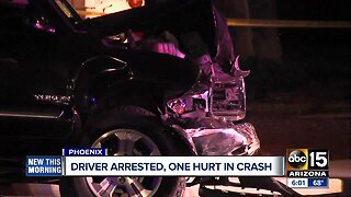 Driver arrested, one hurt in crash