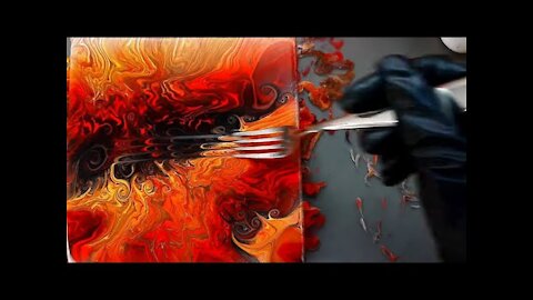 AMAZING Fiery Swirls Abstract Painting Using a Fork 😍😍