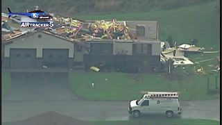 RAW VIDEO: Air tracker 5 flies over tornado damage