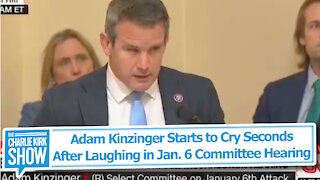 Adam Kinzinger Starts to Cry Seconds After Laughing in Jan. 6 Committee Hearing