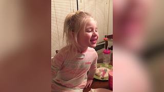 Little Girl Takes A “Yucky” Bite