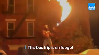 Check out this dude with a flamethrower on a bus!