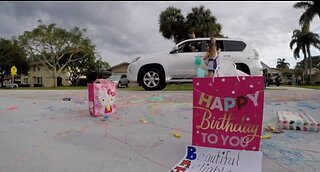 Palm Beach Gardens 8-year-old girl surprised with birthday parade