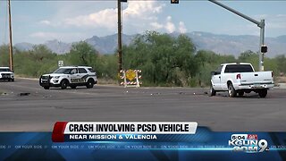 Patrol vehicle involved in wreck west of town
