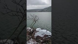 peaceful snowy lake.