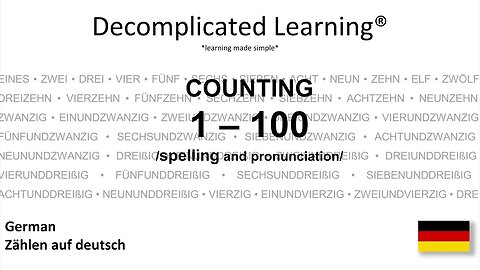 COUNTING IN GERMAN NUMBERS 1 - 100 with spelling