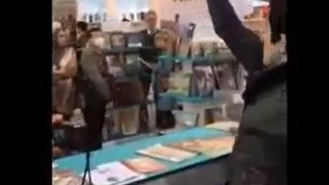 Iranian protest against Iran's regime at Frankfurt Book Fair