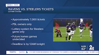 Lottery system for Ravens vs. Steelers game tickets