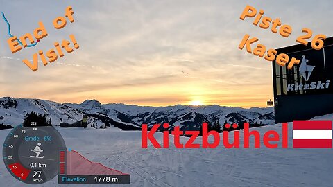 [4K] Skiing Kitzbühel, End of Visit - Final Run Back to Base via 26 Kaser, Austria, GoPro HERO11